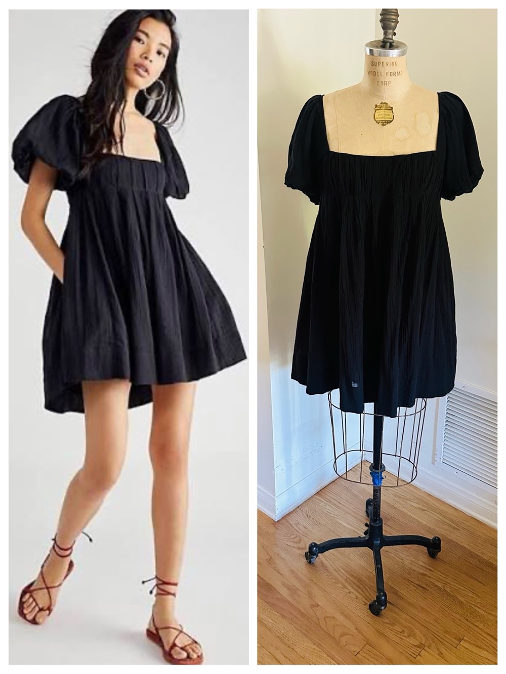 FREE PEOPLE Marina Mini Dress in Black, Size Medium